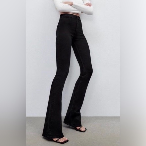 ZARA BLACK FLARE JEANS - Picture 4 of 6